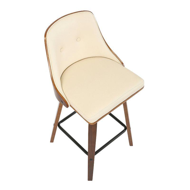 Mid-Century Modern Cream Faux Leather Swivel Counter Stool