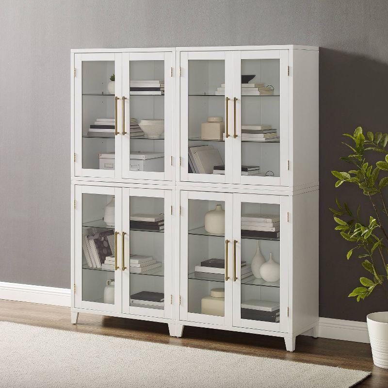 Crosley 70" Roarke 2pc Glass Door Kitchen Pantry Storage Cabinet Set White