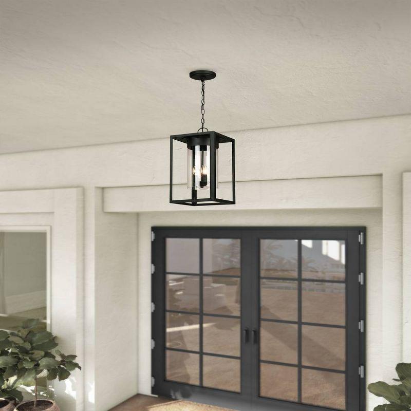 3-Light Walker Hill Outdoor Clear Glass Pendant Matte Black - EGLO: ETL Listed, Adjustable, Steel Body