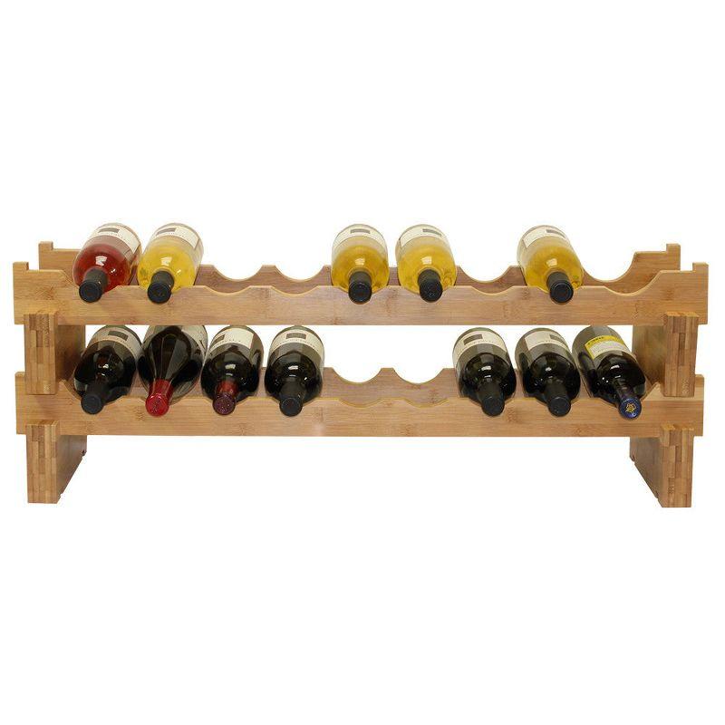 Ocean Star International Solid Wood Floor Wine Bottle Rack in Natural