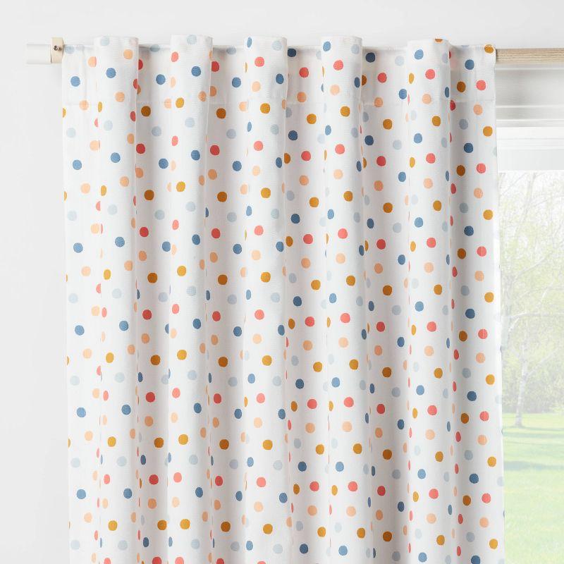 84" White Polka Dot Blackout Kids' Curtain Panel