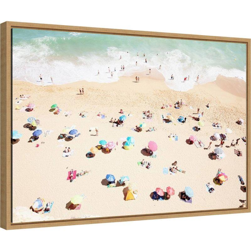 23" x 16" Multicolor Framed Canvas Beach Aerial View Wall Art