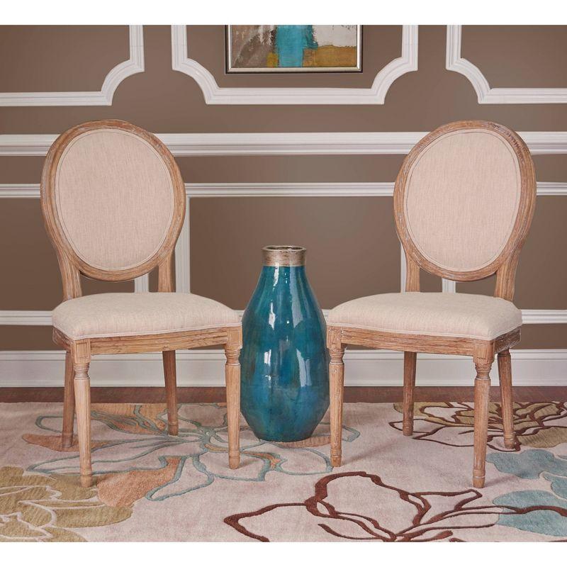 Set of 2 Manchester Upholstered Oval Back Chairs Natural - Linon