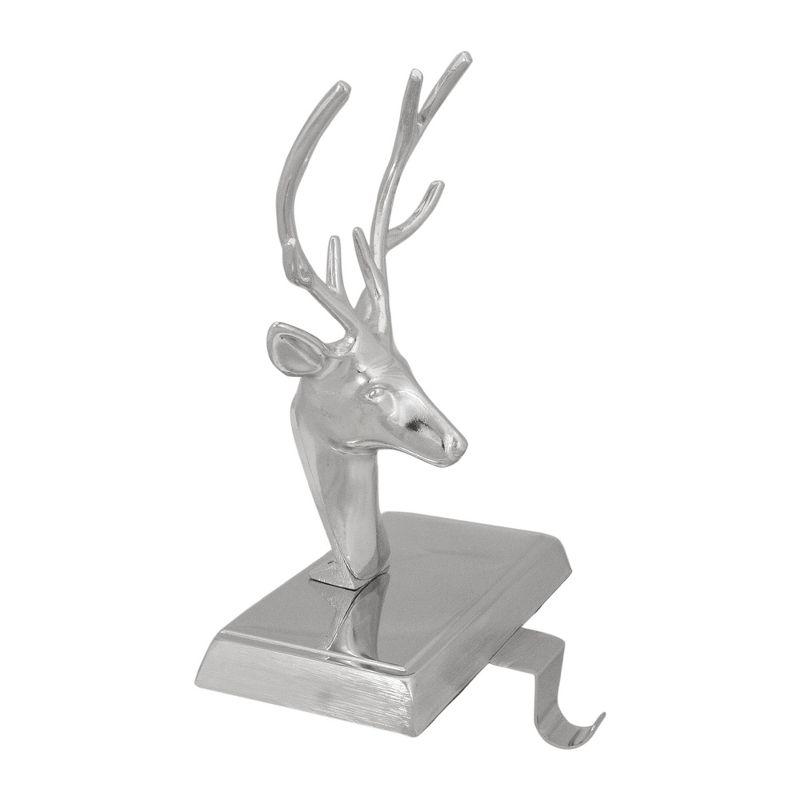 8" Shiny Silver Deer Head Christmas Stocking Holder