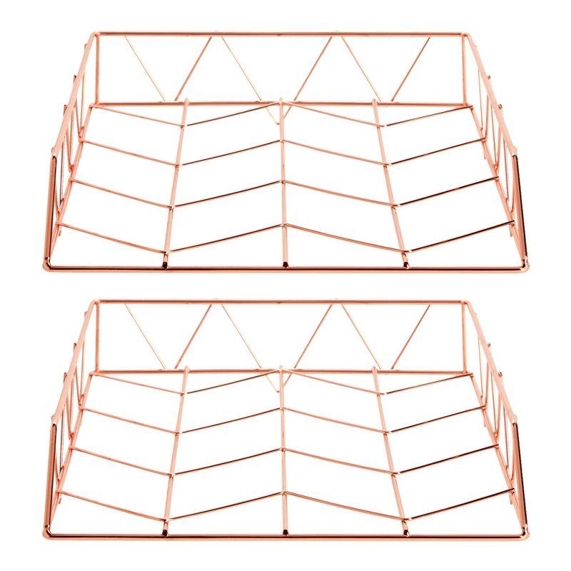 Paper Junkie 2 Pack Metal Rose Gold Desk Organizer, Paper, Letter, File and Document Holder, 10 x 12 In