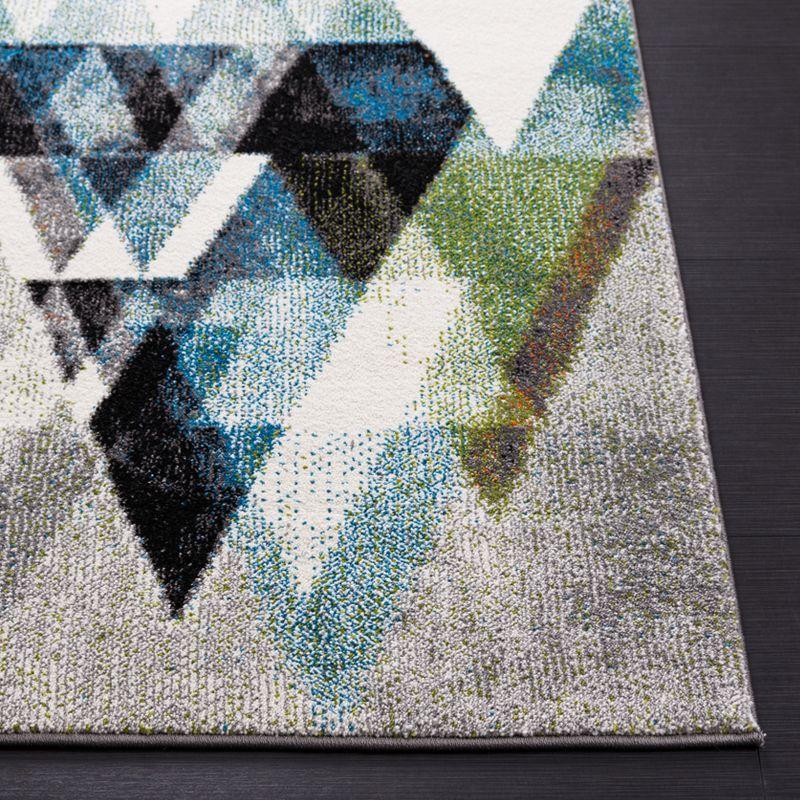 Hand-Knotted Blue and Gray Geometric Area Rug