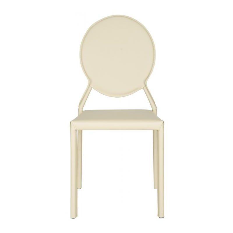 Warner Round Back Leather Side Chair (Set of 2) - FOX2018 - Butter Cream - Safavieh Couture