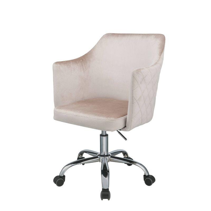 Cosgair Office Chair Champagne Velvet/Chrome - Acme Furniture: Swivel, Adjustable Height, Metal Frame