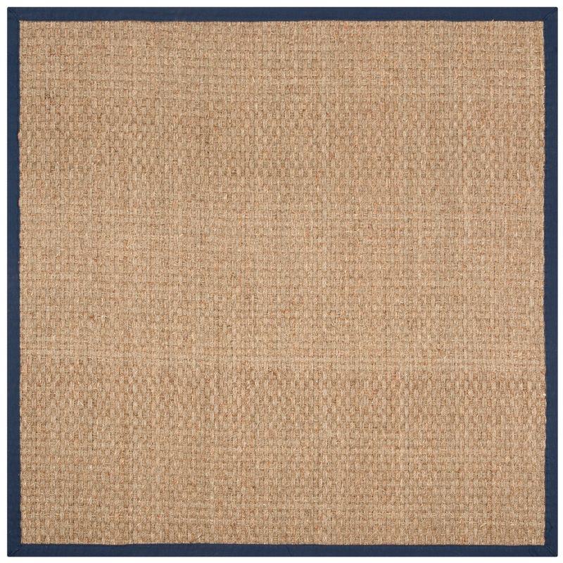 Natural Fiber Basket Weave  NF114 Power Loomed Indoor Area Rug - Natural/Navy Blue - 6'x6' - Safavieh
