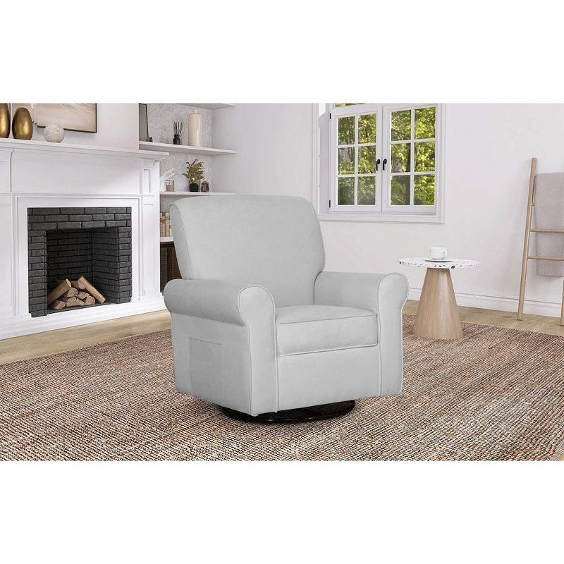 Evolur London Upholstered 360 Swivel Rocker, Misty Grey