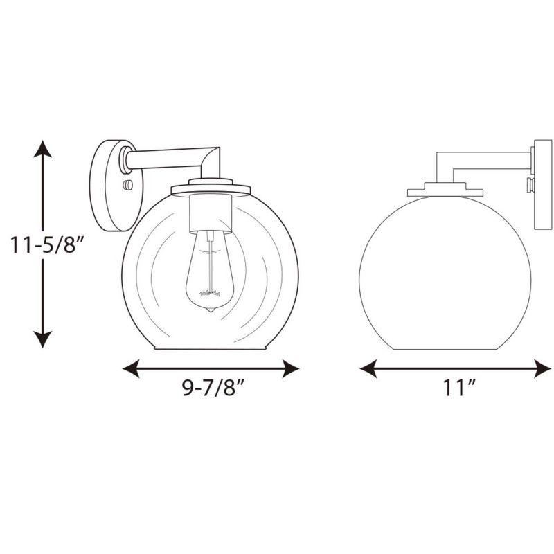 Progress Lighting Globe Collection 1-Light Outdoor Wall Lantern in Black with Clear Glass Shade