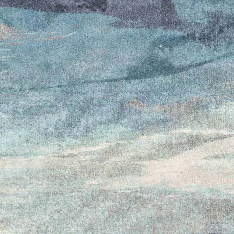Aqua Blue Ethereal Landscape Low Pile 2'x3' Polyester Rug