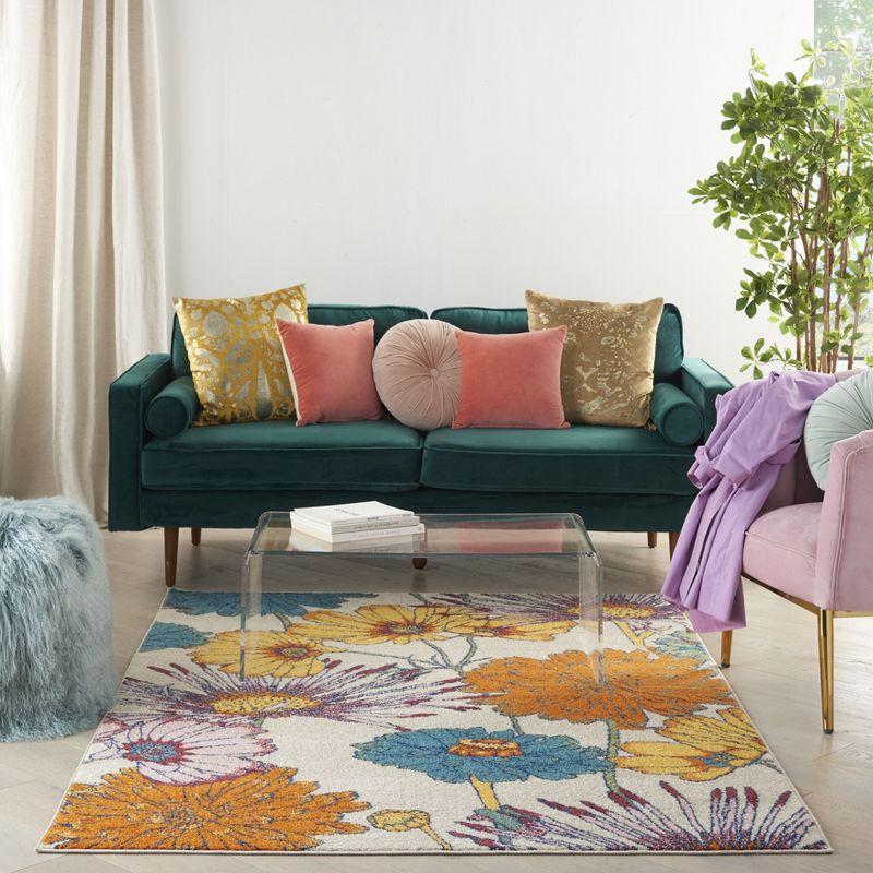 Nourison Allur Oversized Flowers Indoor Area Rug Ivory Multicolor 4' x 6'