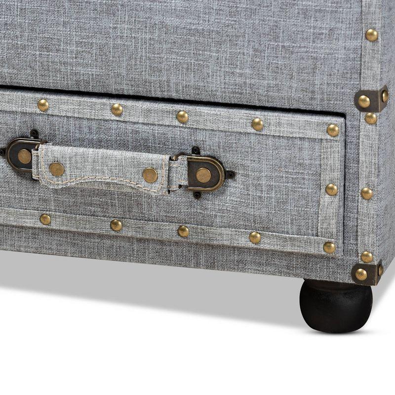 Flynn Fabric Upholstered 2 Drawer Storage Trunk Ottoman Gray/Black - Baxton Studio
