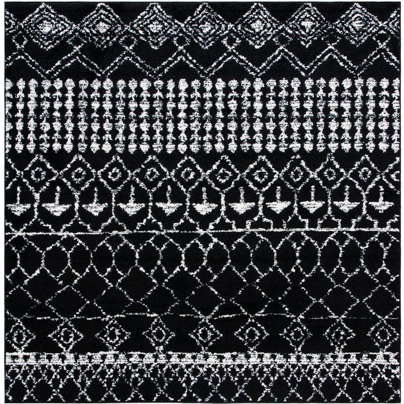 Tulum TUL229 Power Loomed Area Rug - Black/Ivory - 5'x5' - Safavieh.