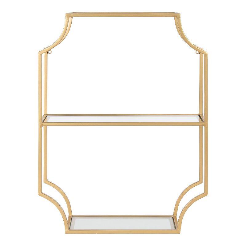 18" x 24" Ciel Metal Wall Shelf Gold - Kate & Laurel All Things Decor: Elegant Storage, 3-Tier Glass Display