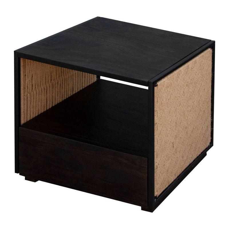 21" Handcrafted Acacia Wood Nightstand Brown/Black - The Urban Port