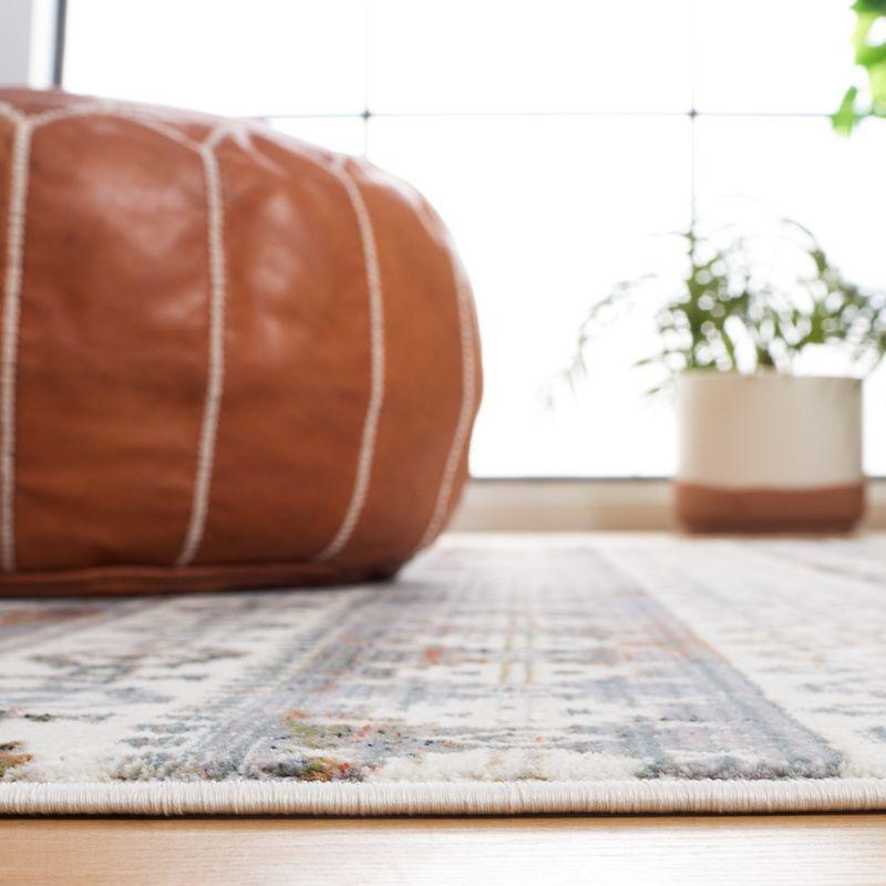 Ivory and Rust Hand-Knotted Rectangular Area Rug