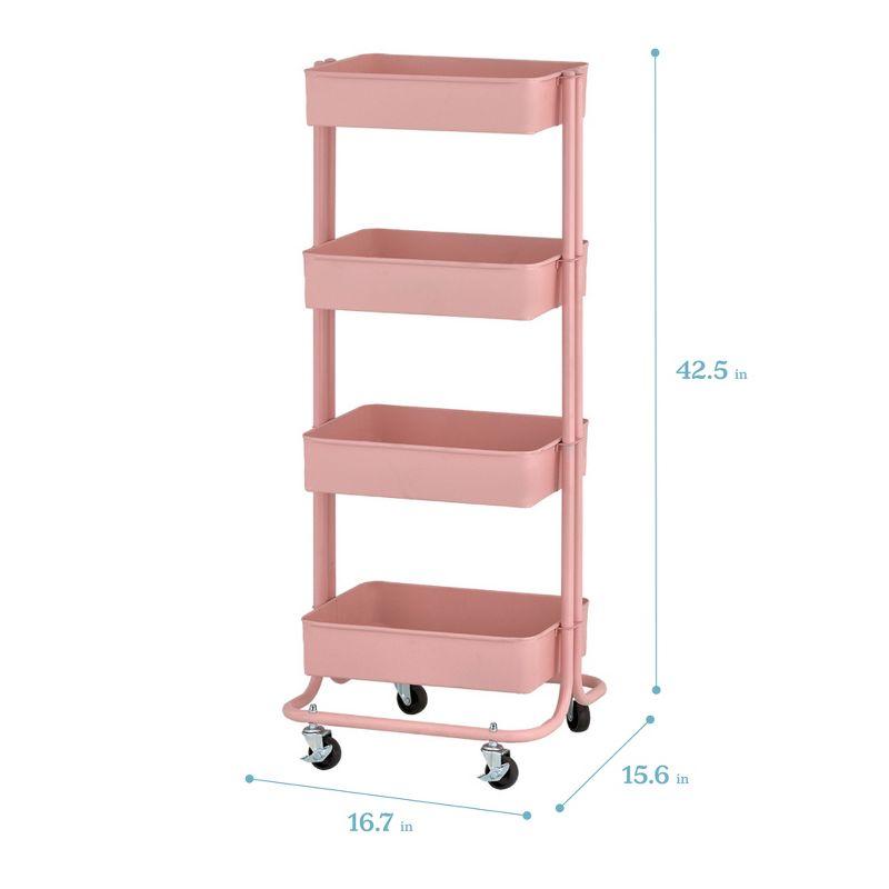 ECR4Kids 4-Tier Metal Rolling Utility Cart - Mobile Storage Organizer