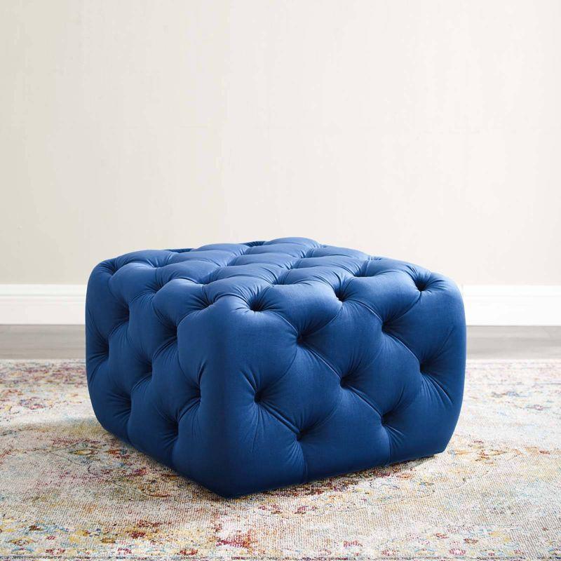 Amour Tufted Button Square Performance Velvet Ottoman - Modway