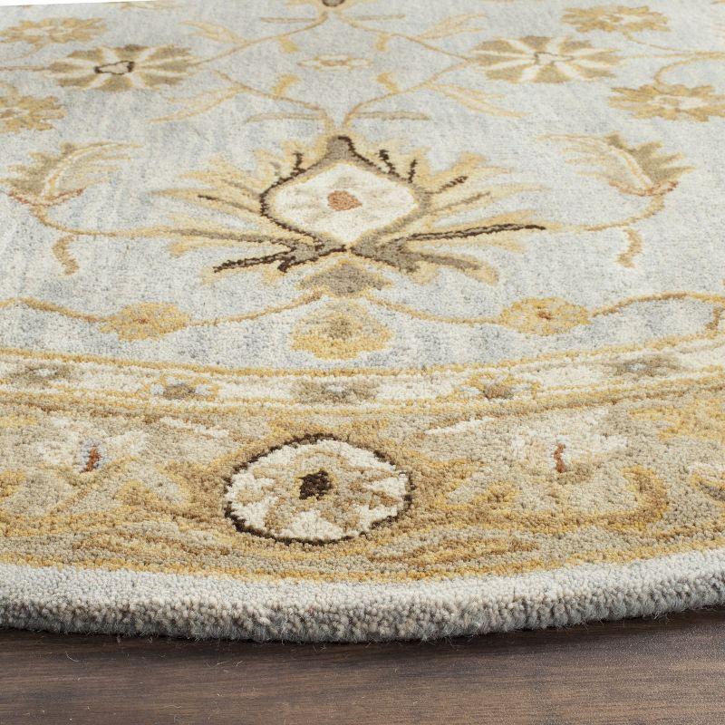 Heirloom Light Blue Wool 6' Round Tufted Area Rug