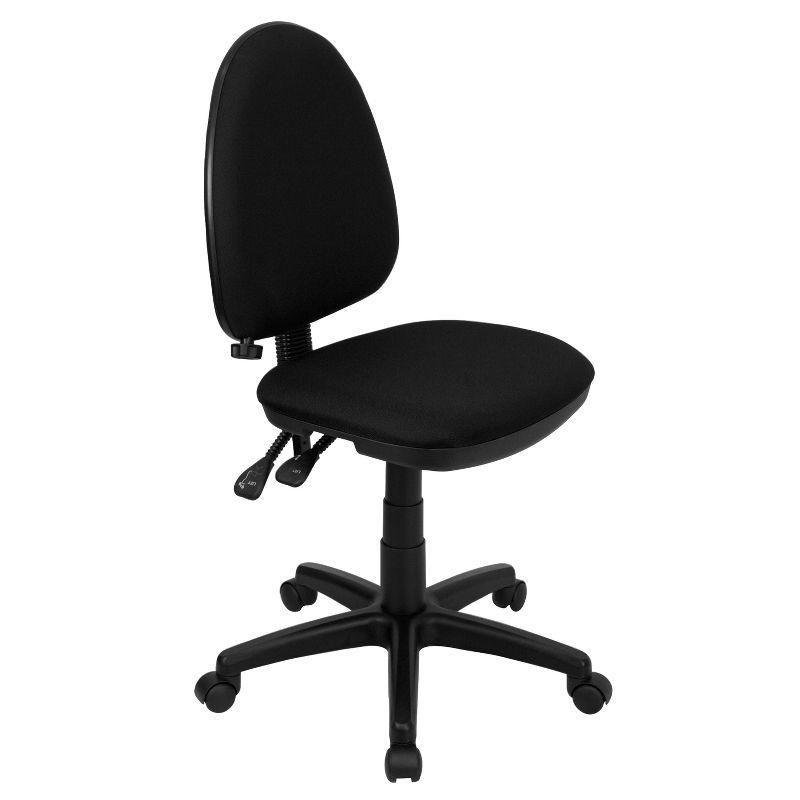 Ergonomic Mid-Back Black Fabric Swivel Task Chair with Adjustable Lumbar Support