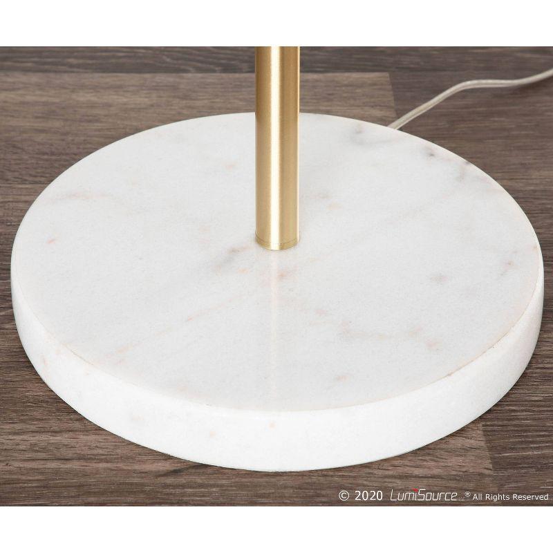 Chloe Contemporary Gold and White Shelf Floor Lamp with Linen Shade