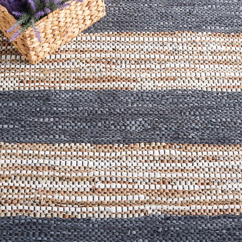Vintage Leather VTL204 Hand Woven Area Rug - Dark Grey/Natural - 5'x8' - Safavieh.
