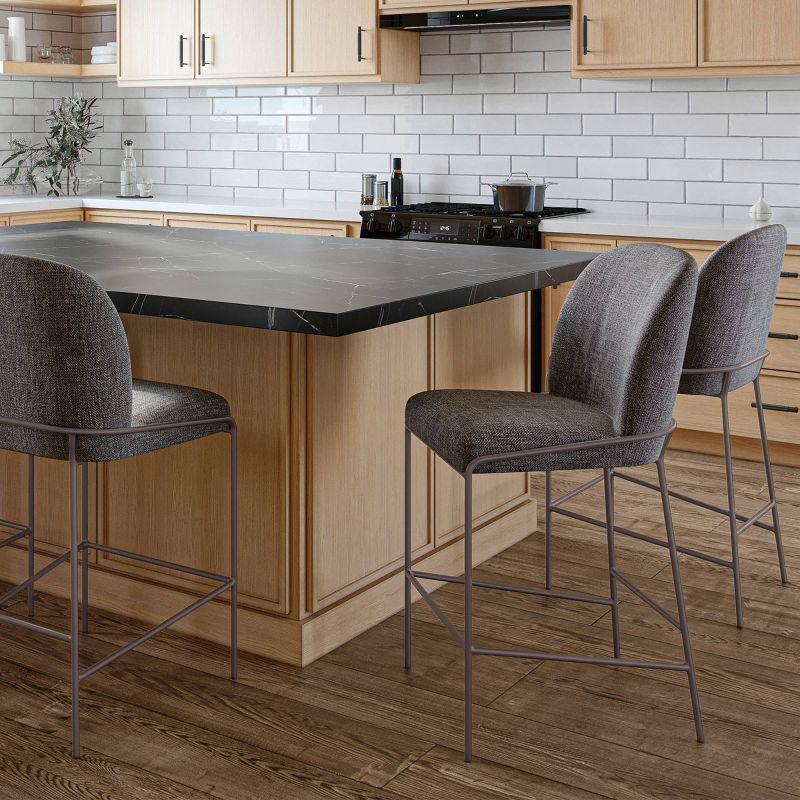 Blakeley Counter Height Barstool Dark Gray - CorLiving: Contemporary 26" High Back, Iron Legs
