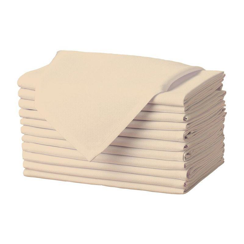 Gee Di Moda Cloth Napkins - 17 x 17 Inch - Heavy Duty Washable Polyester - Set of 12 - Beige