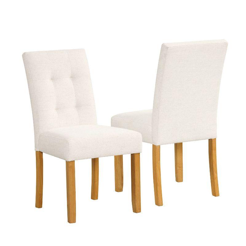 HomePop Set of 2 Tufted Back Dining Chairs Cream: Upholstered, Plywood Frame, 300lbs Capacity