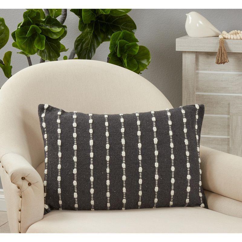 Black and White Cotton Striped Decorative Pillow Cover