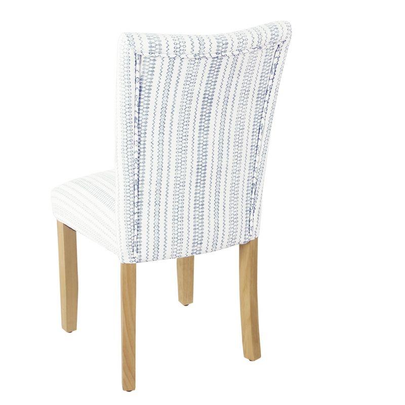HomePop Set of 2 Parson Dining Chair Blue Farmhouse Stripe: Upholstered, Foam-Filled, Hardwood Frame