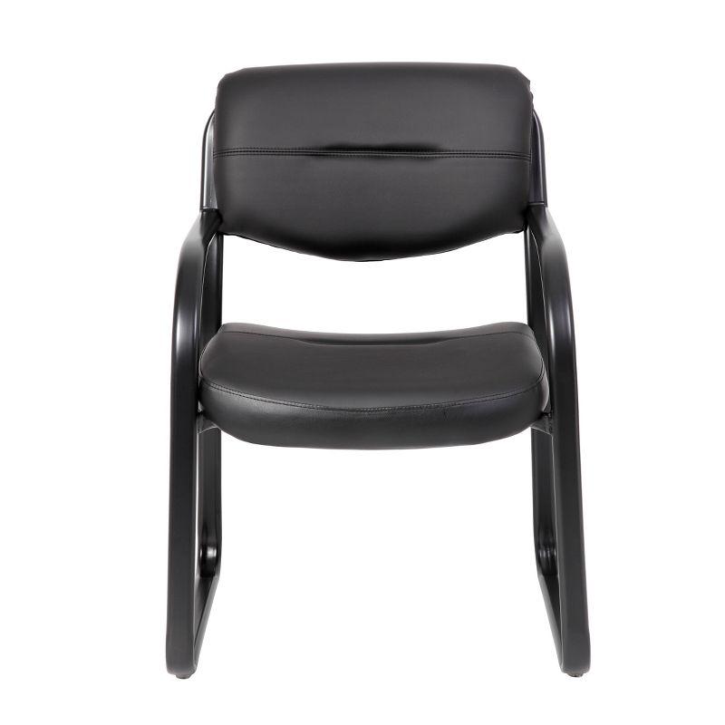 Boss Office Products Leather Sled Base Guest Chair Black: Upholstered, Metal Frame, Fixed Height