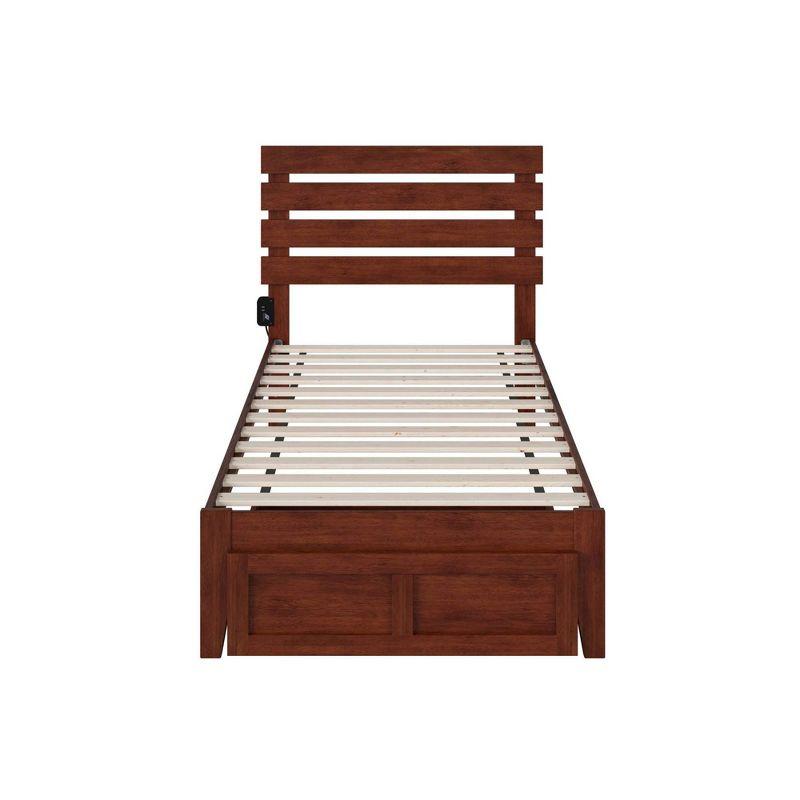Twin Oxford Bed with Foot Drawer & USB Turbo Charger Walnut - AFI: Hardwood, No Box Spring Required