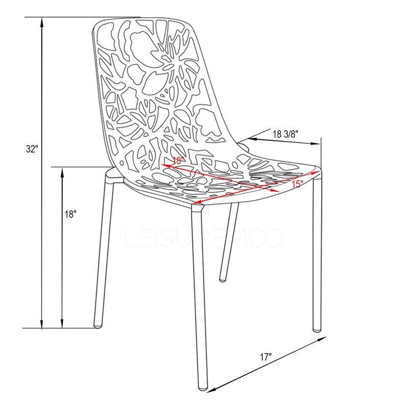 LeisureMod Devon Modern Aluminum Outdoor Stackable Dining Chair, Black