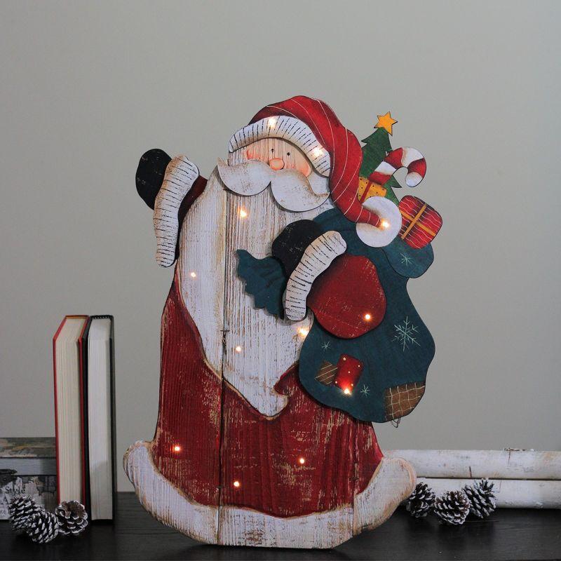 Northlight 19.5" Red and White LED Lighted Santa Claus Christmas Wooden Figure