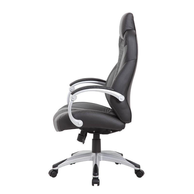 ErgoExecutive High-Back Swivel Chair in Black and Gray Leather