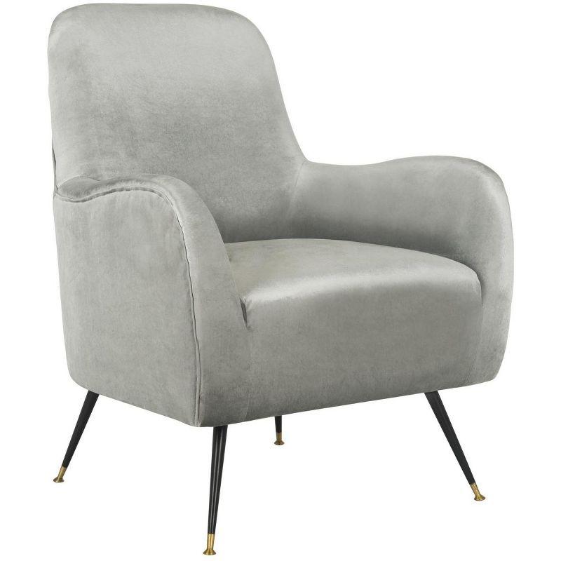 Noelle Velvet Retro Mid Century Accent Chair  - Light Grey - Safavieh