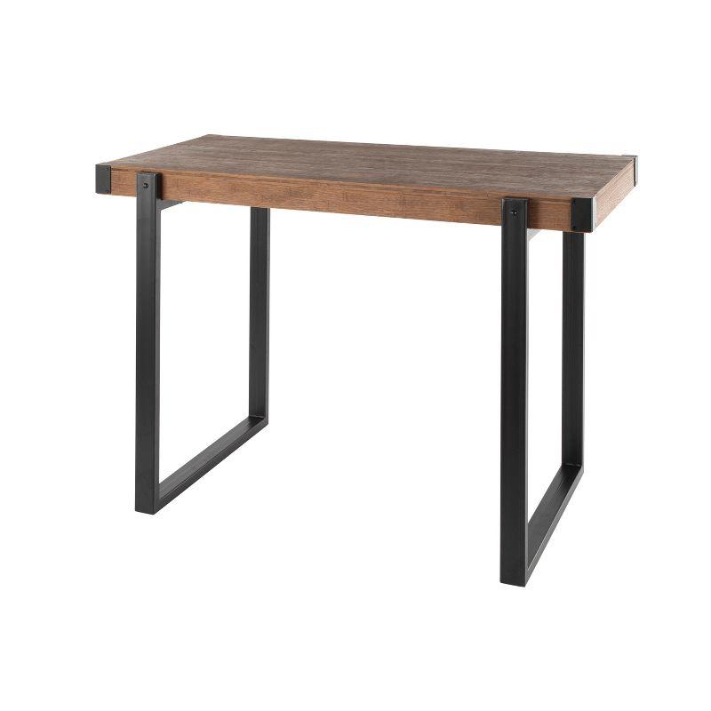 Rustic Natural Brown Bamboo Counter Table with Black Steel Legs