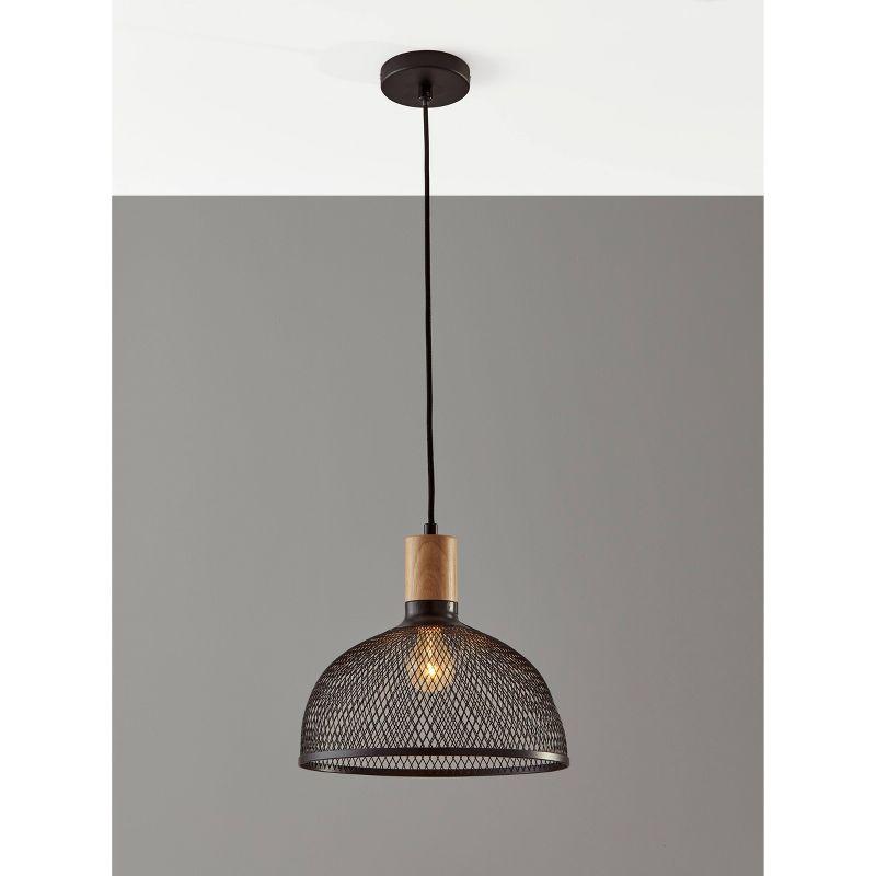 Large Dale Pendant Black - Adesso: Industrial Style, Rubber Wood Accent, ETL Listed