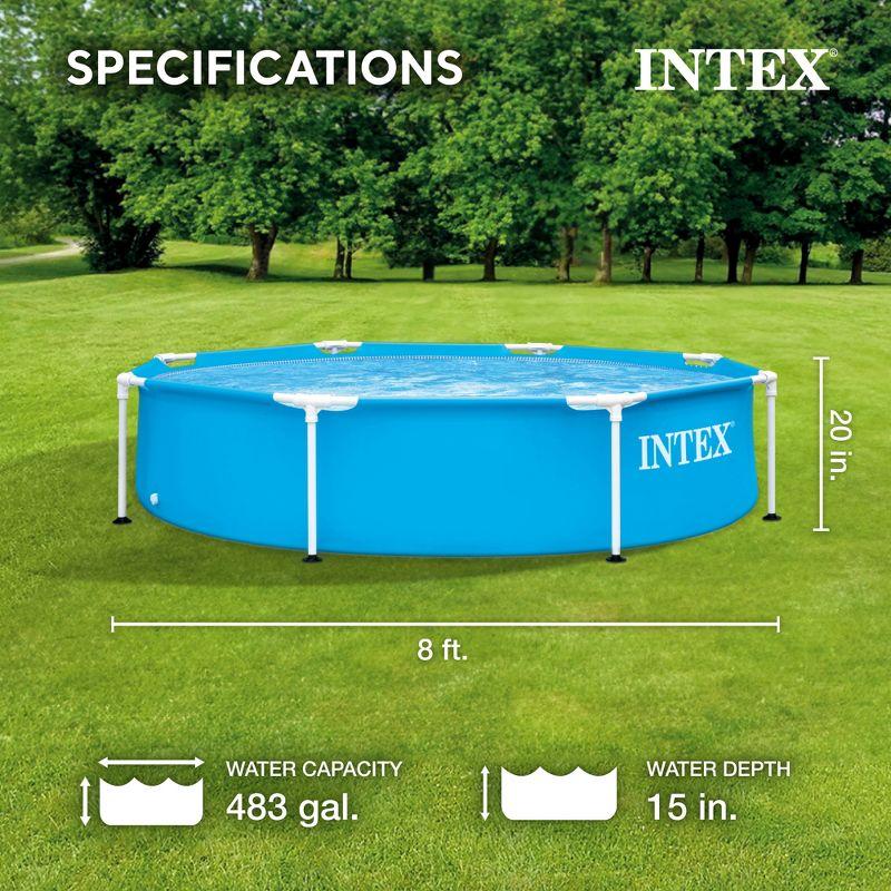 Intex Intex Round Metal Frame Outdoor Backyard Above Ground Swimming Pool