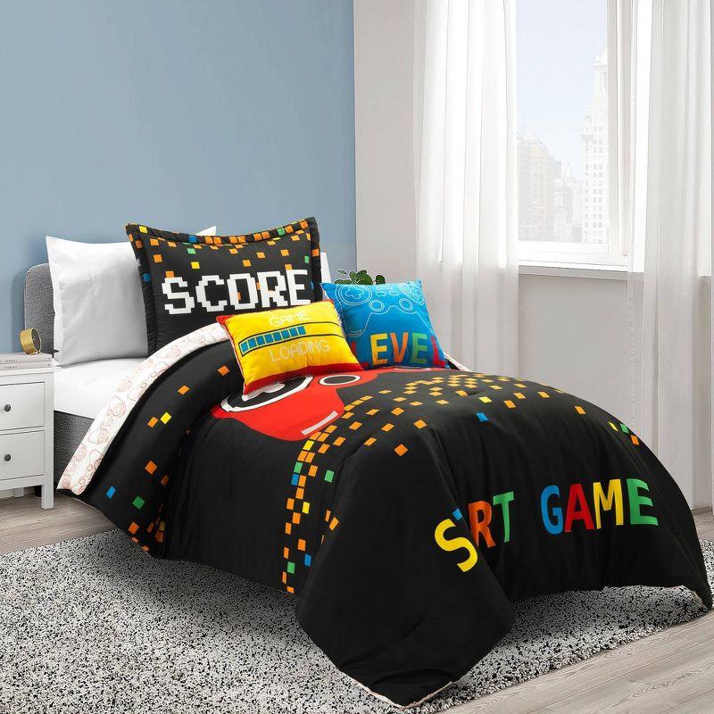 Video Games Reversible Oversized Comforter Black/Red 5Pc Set Full/Queen