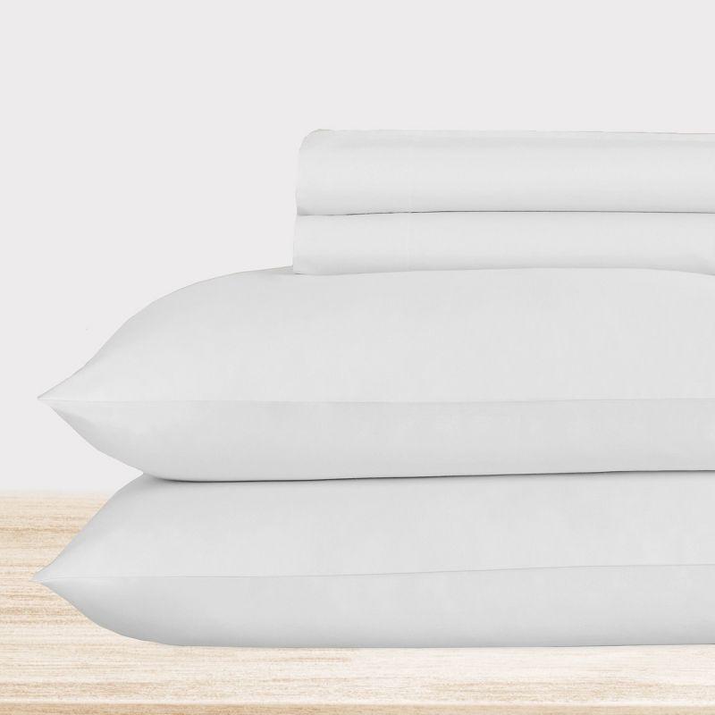 Bright White California King Cotton Sateen Sheet Set