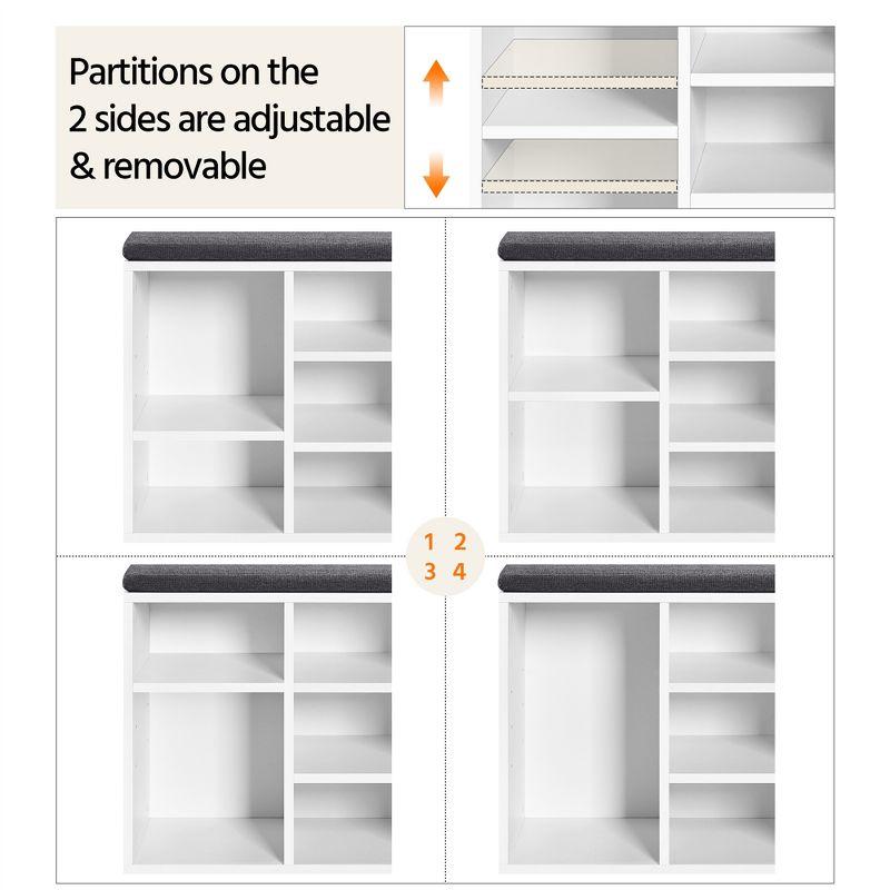 Yaheetech Shoe Storage Bench Shoes Organizer with 10 cubbies and Cushion Seat, White