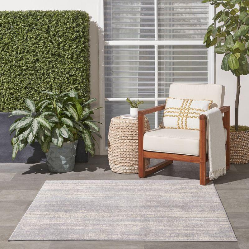 Essentials 5' Square Grey/Beige Abstract Synthetic Outdoor Rug