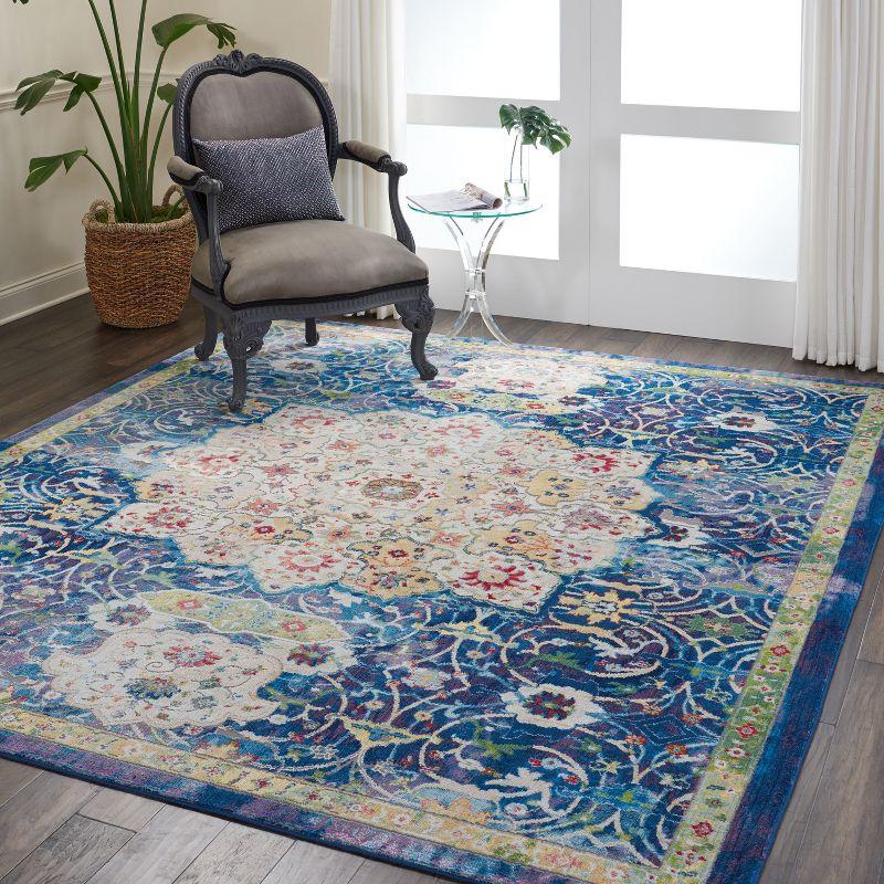 Global Vintage GLB03 Blue Area Rug Oushak Vintage Center Medallion By Nourison