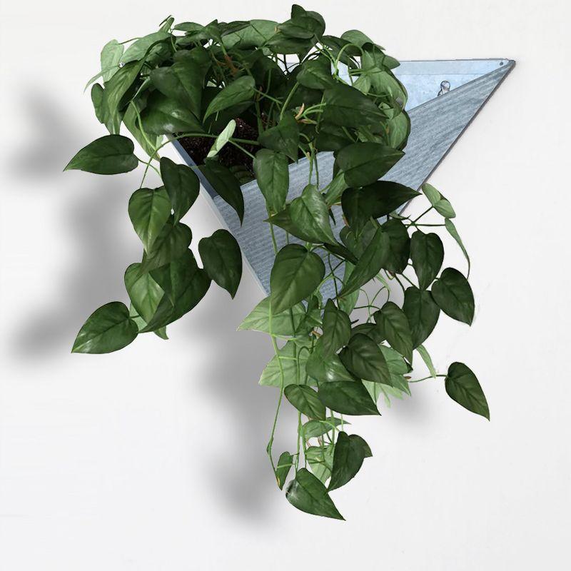 Modern Home Living Wall Galvanized Steel/Zinc Triangular Succulent/Herb Planter (Aged Zinc, Set of 3)
