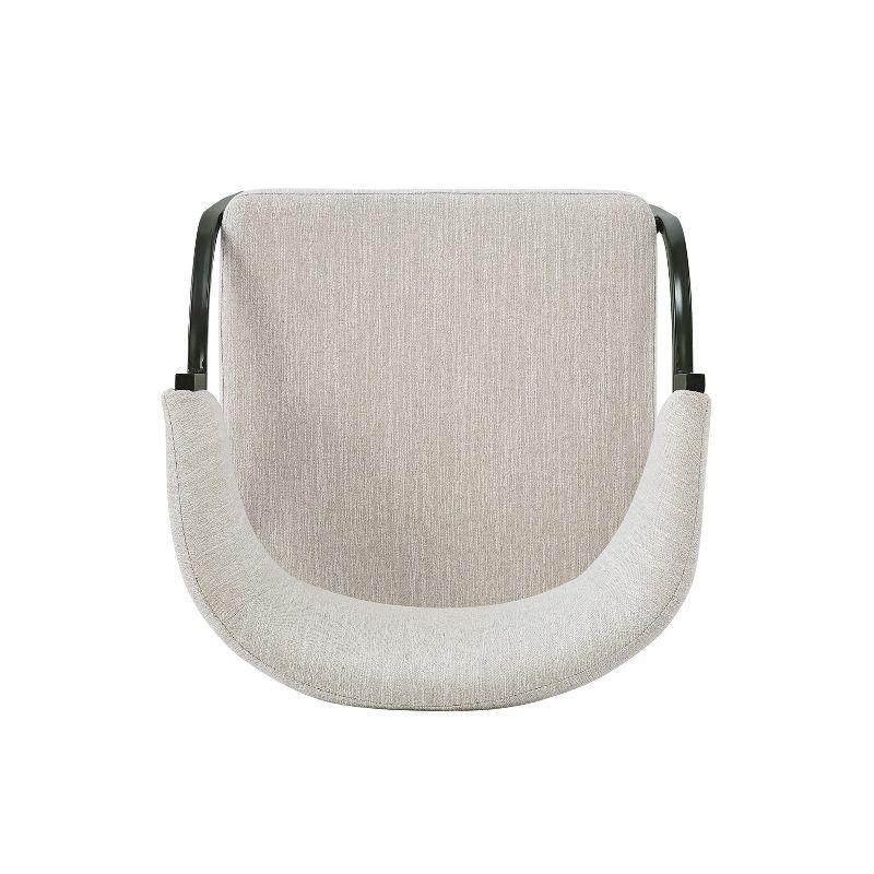 Christopher Knight Home Hayden Upholstered Armrest Dining Chairs with Metal Legs (Set of 2), Beige/Black