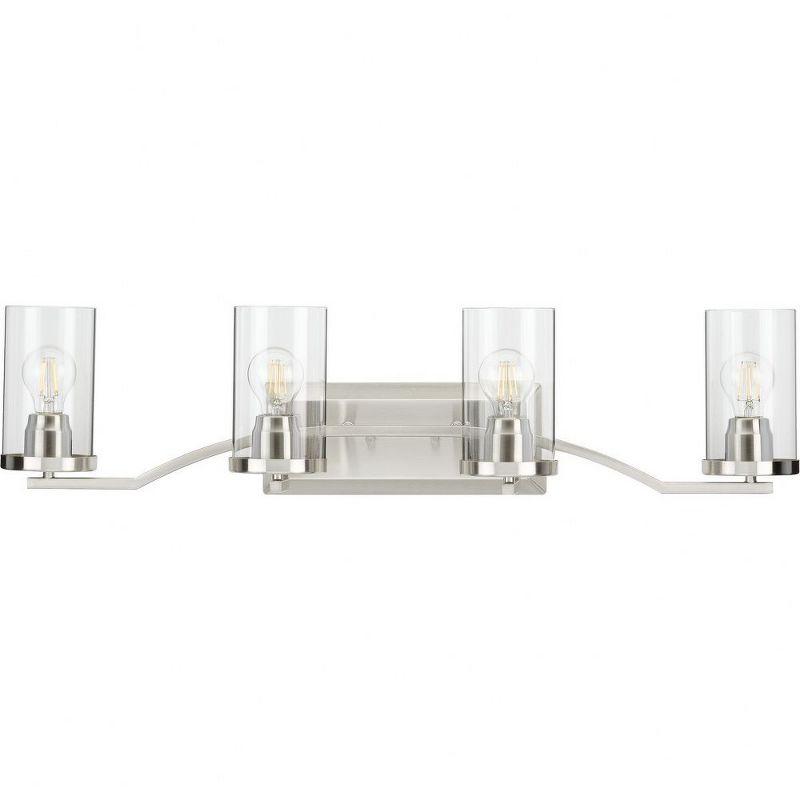 Lassiter 34" Brushed Nickel 4-Light Bath Vanity with Clear Glass Shades